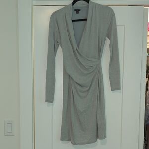 Ann Taylor Gray Long Sleeve Wrap Dress